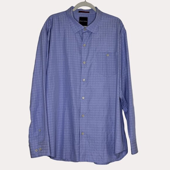 Tommy Bahama Silk Blend Mens Button Front Shirt Textured Light Blue XXL bf - Picture 1 of 5